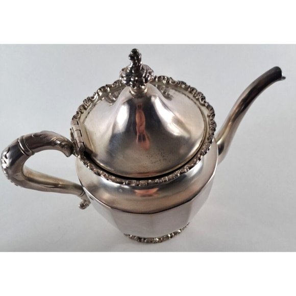 Antique Van Bergh Tea Service Quadruple Silver Plate Pot Creamer Sugar #15 - Picture 4 of 8